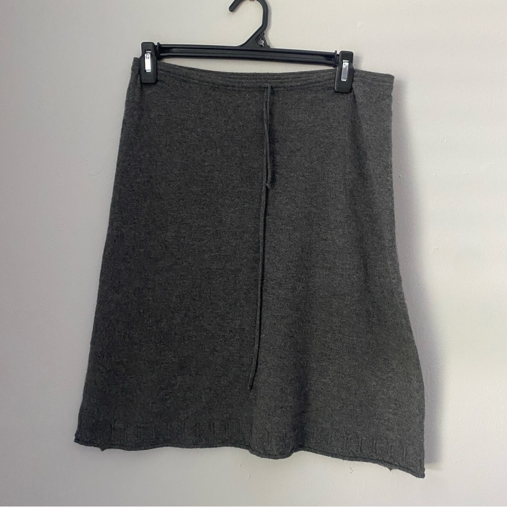 HLam gray drawstring waist A line 100% cashmere Italian skirt Italy 40 as is